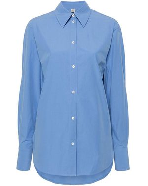 TOTEME Oversized Shirt With Pointed Collar - Blue