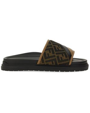 Fendi Slide Sandal "Diagonals" - Black