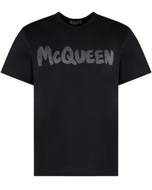 McQueen Cotton Crew-Neck T-Shirt - Black