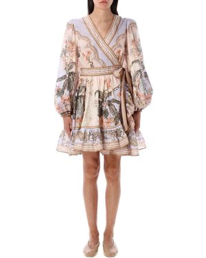Zimmermann Wylie Mini Wrap Frill Dress - Natural