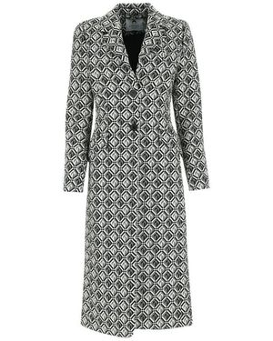 Marine Serre Embroidered Wool Blend Coat - Grey