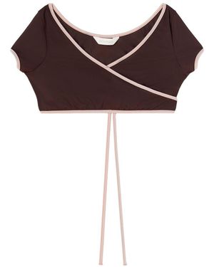 Palm Angels Cap-Sleeves Bikini Top - Red