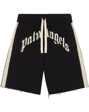 Palm Angels Curved Logo Track Sweatshorts - Black