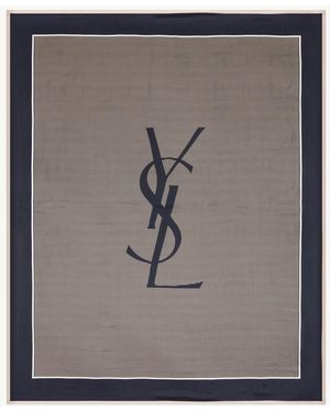 Saint Laurent Cassandre Striped Stole - Grey