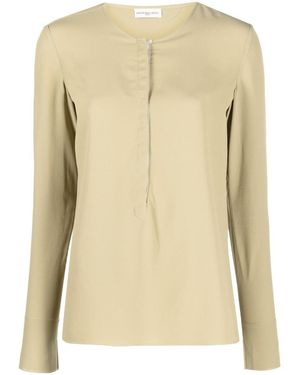 Veronique Leroy Silk-Crepe Tunisian Top - Natural