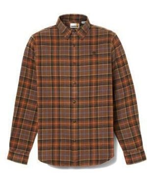 Timberland Midweight Flannel Check Shirt Chocolate Chip Yd - Brown