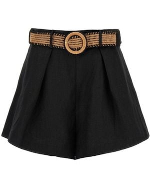 Zimmermann Linen Shorts With A Belt - Black