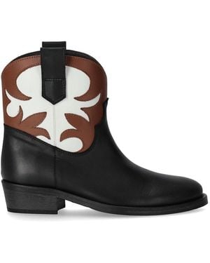 Via Roma 15 Malibu' Santa Monica Tricolour Texan Bootie - Black