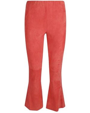 Via Masini 80 Flared Cropped Suede Trousers