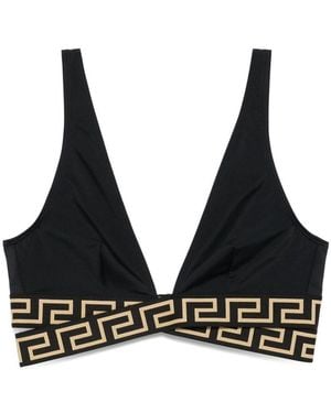Versace Greca Triangle Bikini Top - Black