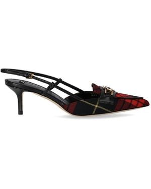 Elisabetta Franchi And Tartan Slingback Pump - Black