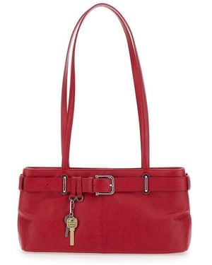 OSOI Shoulder Bag With Belt Detail And Pendant Keys - Red