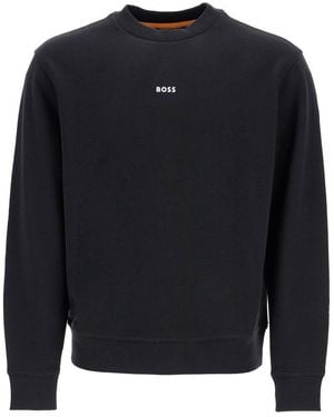 BOSS Cotton Sweatshirt With Long Sleeves And Round Neck - Blue