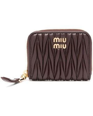 Miu Miu Matelassé Leather Coin Purse - Brown