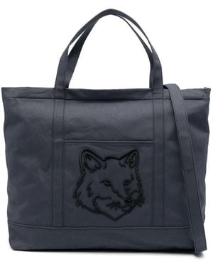 Maison Kitsuné Fox Head Xl Tote Bags - Black