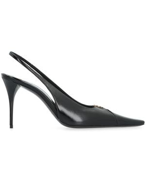 Saint Laurent Babylone Breteuil Leather Slingback Court Shoes - Black