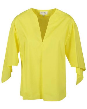 Psophia Cotton V-Neck Top - Yellow