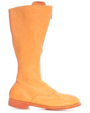 Guidi Front Zip Army Boots Sole Leather Shoes - Orange
