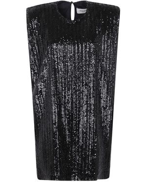 Golden Goose Journey W`S Sleeveless Tee Dress With Shoulderpads Full Sequins - Black