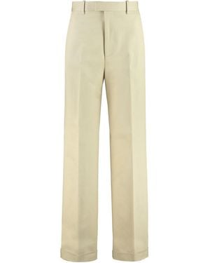 Bottega Veneta High-Rise Cotton Trousers - Natural