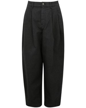 CIGALA'S Cotton-Blend Baggy Chino Trousers With Pleats - Black