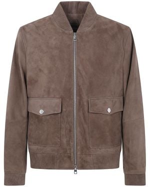Michael Kors Suede Bomber Jacket - Brown