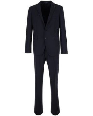 Tagliatore Single-Breasted Suit With Logo Pin - Blue
