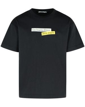 Palm Angels 'Paxlatimes' Cotton T-Shirt - Black