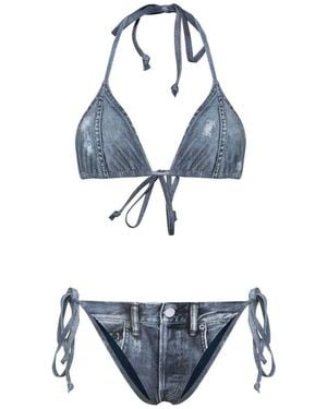 Acne Studios Denim Print Bikini Set - Blue