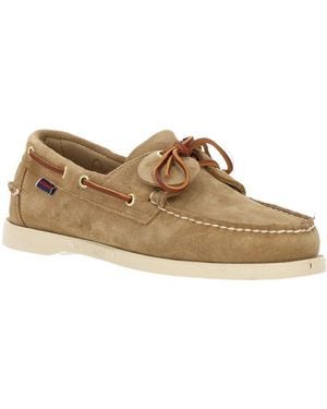 Sebago 'Portland Artisan' Loafers With Decorative Laces On The Sides And Contrasting Stitching - Brown