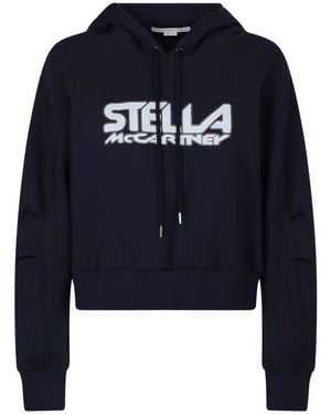 Stella McCartney Modern Scuba Sweatshirt With Logo And Drawstring Hood - Blue