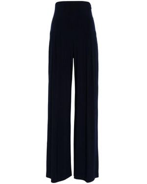 Norma Kamali Pleated High-Wasited Trousers - Blue