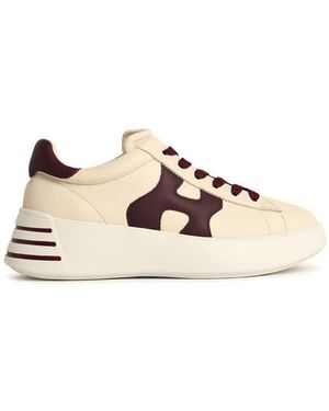 Hogan 'Rebel H564' Cream Leather Trainers - Metallic