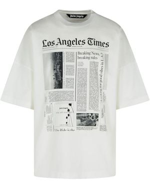 Palm Angels 'Paxlatime News' Cotton T-Shirt - White