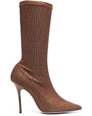 Gedebe Crystal Embellishment Heel Boots - Brown