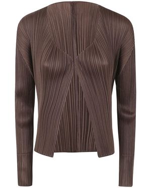 Pleats Please Issey Miyake New Colourful Basics 4 Cardigan - Brown