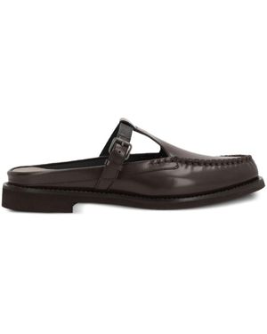 Brunello Cucinelli Leather Slingback Loafers - Black