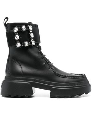 ブーツその他 ROGER VIVIER WALLAVIV STRASS BUCKLE LEATHER BOOTS Roger Vivier Wallaviv strass buckle Chelsea ankle boots