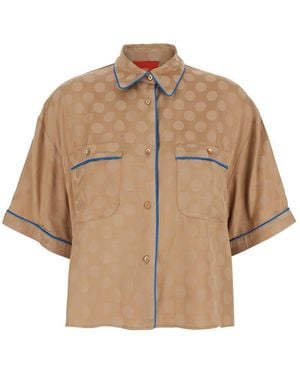 ..,merci Jacket With Contrasting Trim And All-Over Polka Dot Motif - Natural