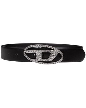 DIESEL Belt With Oval D Buckle - Black