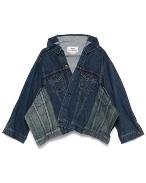 Junya Watanabe Patchwork Denim Jacket With Long Sleeves - Blue