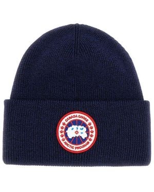 Canada Goose Logo Wool Beanie - Blue