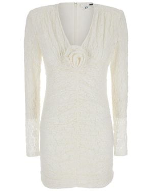 ROTATE BIRGER CHRISTENSEN Mini Dress With Rose Patch - White