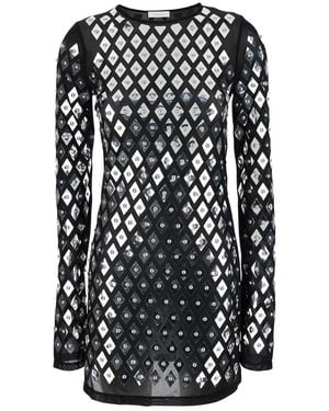 Rabanne Dress With Geometric All-Over Pattern - Black