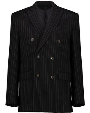 Wardrobe NYC Double-Breasted Pinstripe Blazer - Black