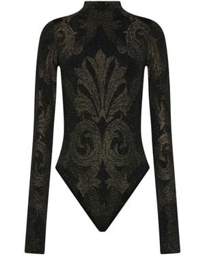 Wolford Metallic Effect Jacquard Floral Bodysuit - Black