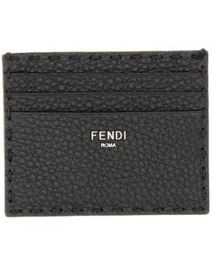 Fendi Leather Card Holder - Black