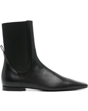 TOTEME Leather Chelsea Boots Shoes - Black