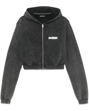 MISBHV Cropped Logo Print Hoodie - Black