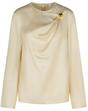 Loulou de Saison 'Azae' Draped Blouse - Natural